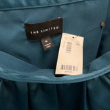 NWT Wmns THE LIMITED Teal Blue Silky Satin Knee Length Skirt w/ Pockets Sz M