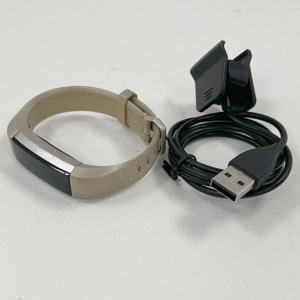 Fitbit Heart Rate Fitness Watch Model FB408 with Tan Band and Charger - TESTED
