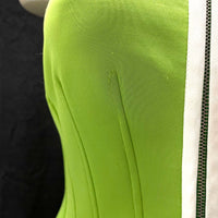 Wmns BETSEY JOHNSON Lime Green Retro Sleeveless Pleated Zip Up A-Line Dress Sz 4