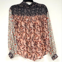 NWT Free People Patchwork Pattern Button Front Shirt Women’s Sz XS