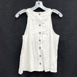NWT Wmns ANN TAYLOR Linen Blend White Button Up Back Tank Top Sz XS MSRP$64.5
