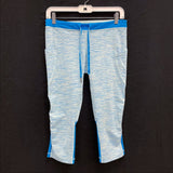 Wmns LULULEMON Blue Heather Beach Runner Crop Capri Leggings Sz 8