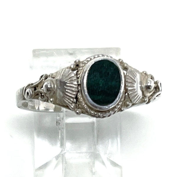 925 Sterling Silver Exotic Malachite Design Ring 2.00 Grams SZ 7 1/4