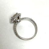 14K White Gold White Cubic Zirconia Halo Style Ring Size 5.75, 3.30g