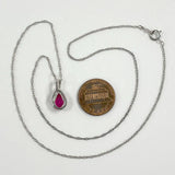 17.5" Sterling Silver Lab Pink Sapphire Pendant Necklace w/ CZ Accent, 1.93g