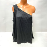 NWT Banana Republic Women's Sz M Black One-Shoulder Pleated Top