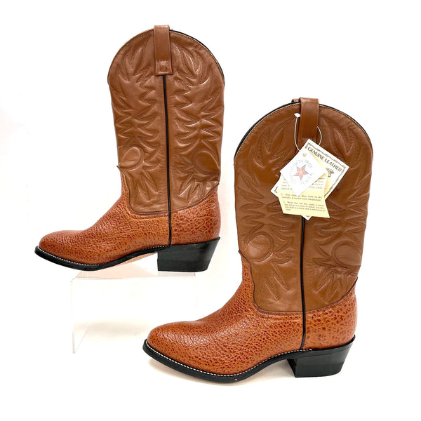 VNTG Palomino Brown Leather Western Cowboy Boots Men's Size 8.5 w/Tags