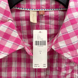 NWT Wmns PILCRO Anthropologie Pink Blue Gingham Long Sleeve Button Up Shirt Sz S