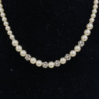 925 Sterling Silver Pearl And Crystal Necklace And Bracelet Set