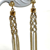 14K Yellow & White Gold Beaded Mesh Cage Style Dangle Earrings, 4.90g