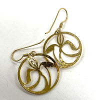 Gold-tone Wild Bryde Abstract Cutout Round Dangle Signed Earrings