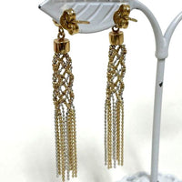 14K Yellow & White Gold Beaded Mesh Cage Style Dangle Earrings, 4.90g