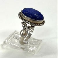 Sterling Silver 14x10mm Blue Lapis Lazuli Ring, Size 7 3/4, 4.21g