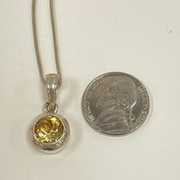 925 Sterling Silver Round Faceted Citrine Pendant