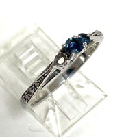 10K White Gold Blue Sapphire Ring w/ Diamond Accent Sz 6.75, 1.55g, Missng Stone