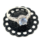 Sterling Silver Sz. 10 Cathedral-Style Blue Topaz CZ Halo Ring, 3.30g