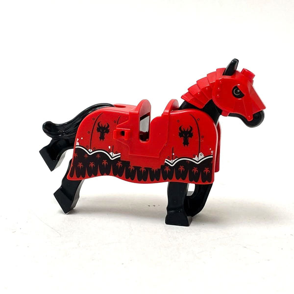 LEGO Black Horse With Red Barding 13744pb01 And Red Battle Helmet 13745