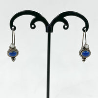 Sterling Silver Southwest Lapis & Pearl Accent Drop Earrings, 4.80g