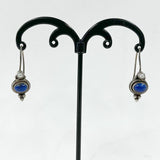 Sterling Silver Southwest Lapis & Pearl Accent Drop Earrings, 4.80g