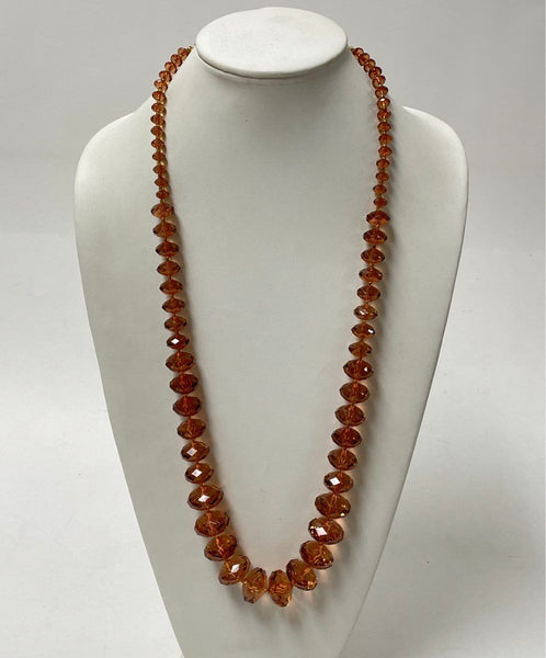 Joan Rivers Amber Topaz Color Crystal Faceted Lucite Beads Necklace