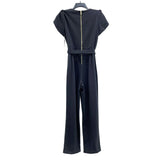 NWT Wmns CALVIN KLEIN Black Short Sleeve Belted Jumpsuit Sz 10 MSRP$129