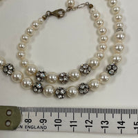 925 Sterling Silver Pearl And Crystal Necklace And Bracelet Set