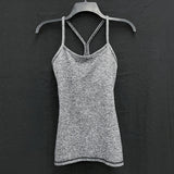 Wmns LULULEMON Gray Heather Power Y Built In Bra Athletic Tank Top Sz 4