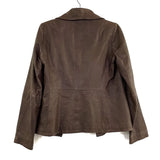 Wmns EILEEN FISHER Brown Genuine Leather Open Front Jacket Sz XS