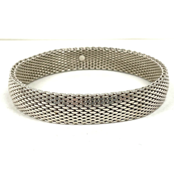 7.25" Sterling Silver Wide Mesh Style Bangle Bracelet, 39.82g