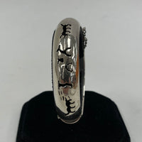 925 Sterling Silver Bull Fighter Cut Out Scene Hinged Bracelet "Issue"