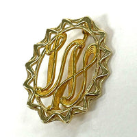 14K Yellow Gold "W" Cursive Monogram Filigree Brooch/Pin, 2.73g