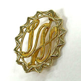 14K Yellow Gold "W" Cursive Monogram Filigree Brooch/Pin, 2.73g