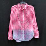 NWT Wmns PILCRO Anthropologie Pink Blue Gingham Long Sleeve Button Up Shirt Sz S