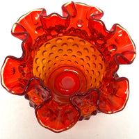 Fenton Red Orange Small Textured Scalloped Edge Glass Vase