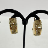 20mm 10K Yellow Gold Greek Key Openwork Design Omega Back Hoop Earrings 6.62g