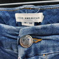 NWT Wmns GOOD AMERICAN Blue Denim Good Legs Skinny Crop Jeans Sz 14 MSRP$119