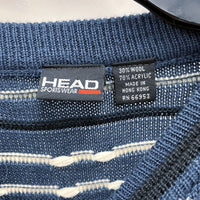 Mens 90s Vintage HEAD Wool Blue Textured Knit Funky Pullover Grandpa Sweater 44"