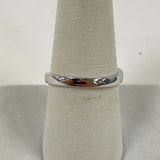 Sterling Silver Wave Band Ring w/ Single Diamond Accent Size 8.25, 2.66g