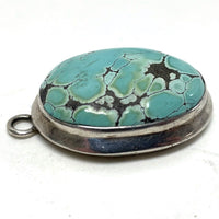 Sterling Silver Oval Cut Turquoise Pendant, 12.67g