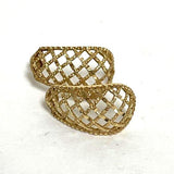 14K Yellow Gold Lattice Open Work J Hoop Earrings, 2.86g