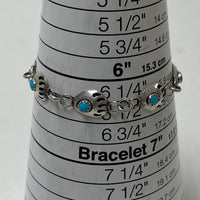 925 Sterling Silver Bear Claw Bracelet W/ Turquoise & Magnetic Clasp 5.6 Grams