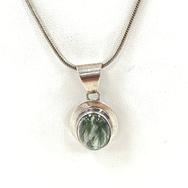 Signed Sterling Silver Seraphinite 20" Necklace - 17.90g