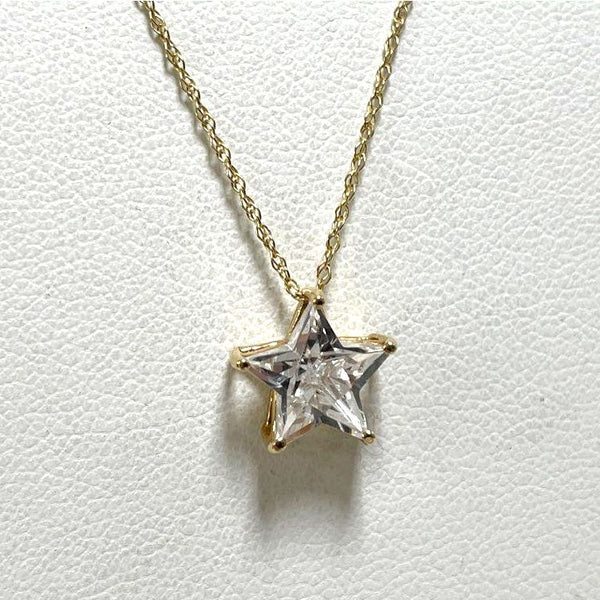 18" 14K Yellow Gold Cubic Zirconia Star Pendant Necklace, 2.75g