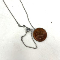 Adjustable 15-17" Sterling Silver 4mm CZ Drop 3" Y Pendant Necklace 2.46 grams