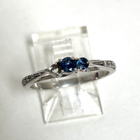 10K White Gold Blue Sapphire Ring w/ Diamond Accent Sz 6.75, 1.55g, Missng Stone