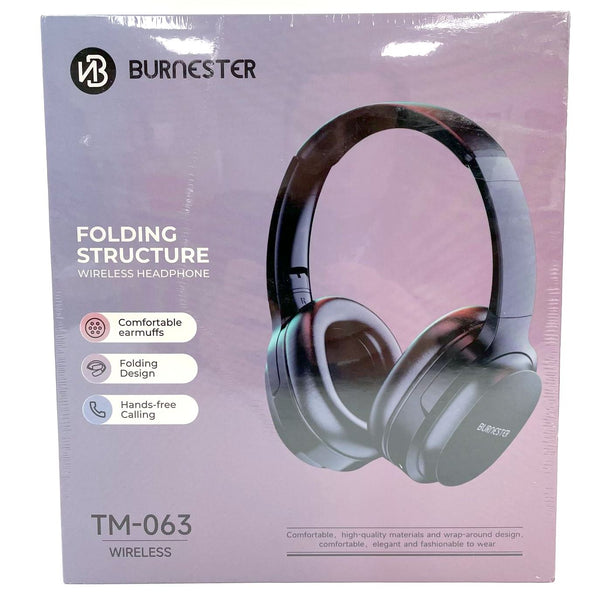 Burnester TM-063 Folding Structure Wireless Headphones in Black Sealed in Box