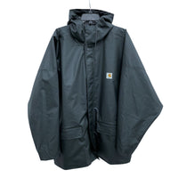 Mens CARHARTT Black Hooded Waterproof Snap Up Rain Coat Jacket 62"