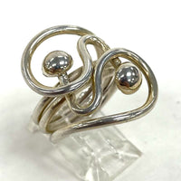 Sterling Silver Abstract Ring Size 6, 8.79g