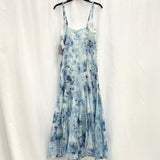NWT Chelsea 28 Blue Sponge Paint Pattern Long A-Line Paneled Dress Women’s Sz M
