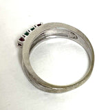 14K White Gold Emerald & Ruby Accent Band Style Ring Size 6, 2.89g